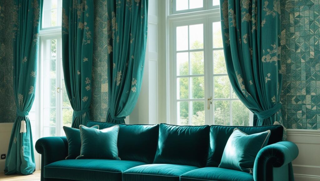 Match Curtains with Sofa and Wallpaper