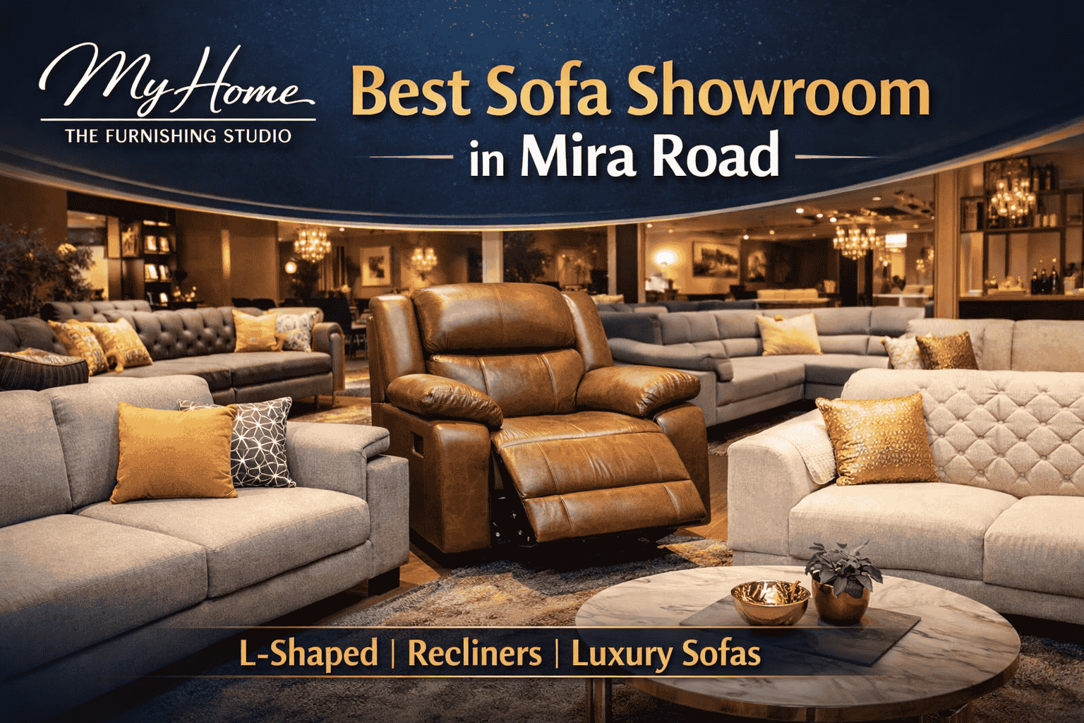Looking for the Best Sofa Showroom in Mira Road? Explore premium L-shape sofas, recliners, sofa cum beds, luxury sofas and more at My Home The Furnishing Studio. Upgrade your living room with comfort, style and durability. Visit our showroom today and find the perfect sofa for your home.